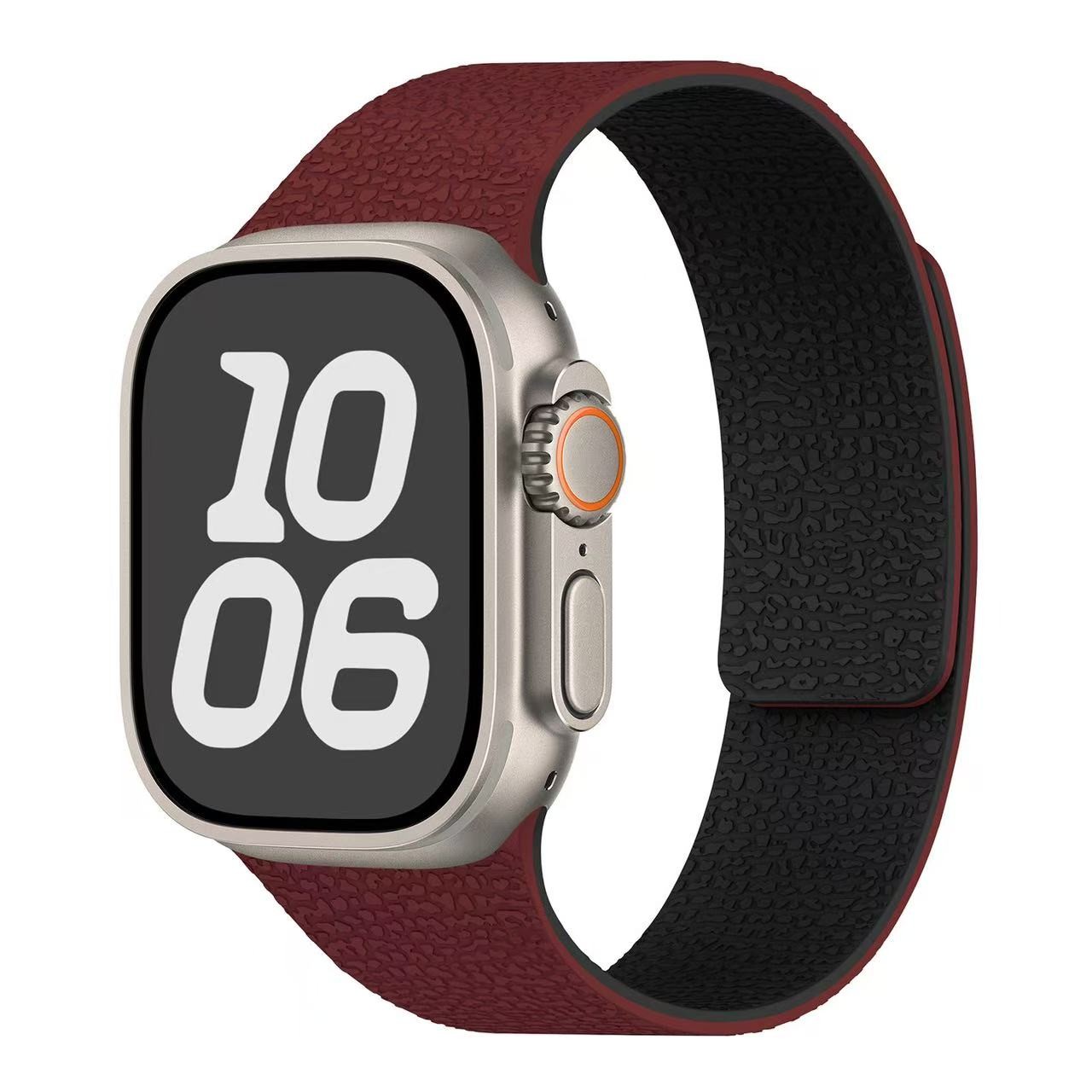 Suitable for Apple Watch S1-11/Ultra/SE – Litchi Pattern Magnetic Silicone Strap