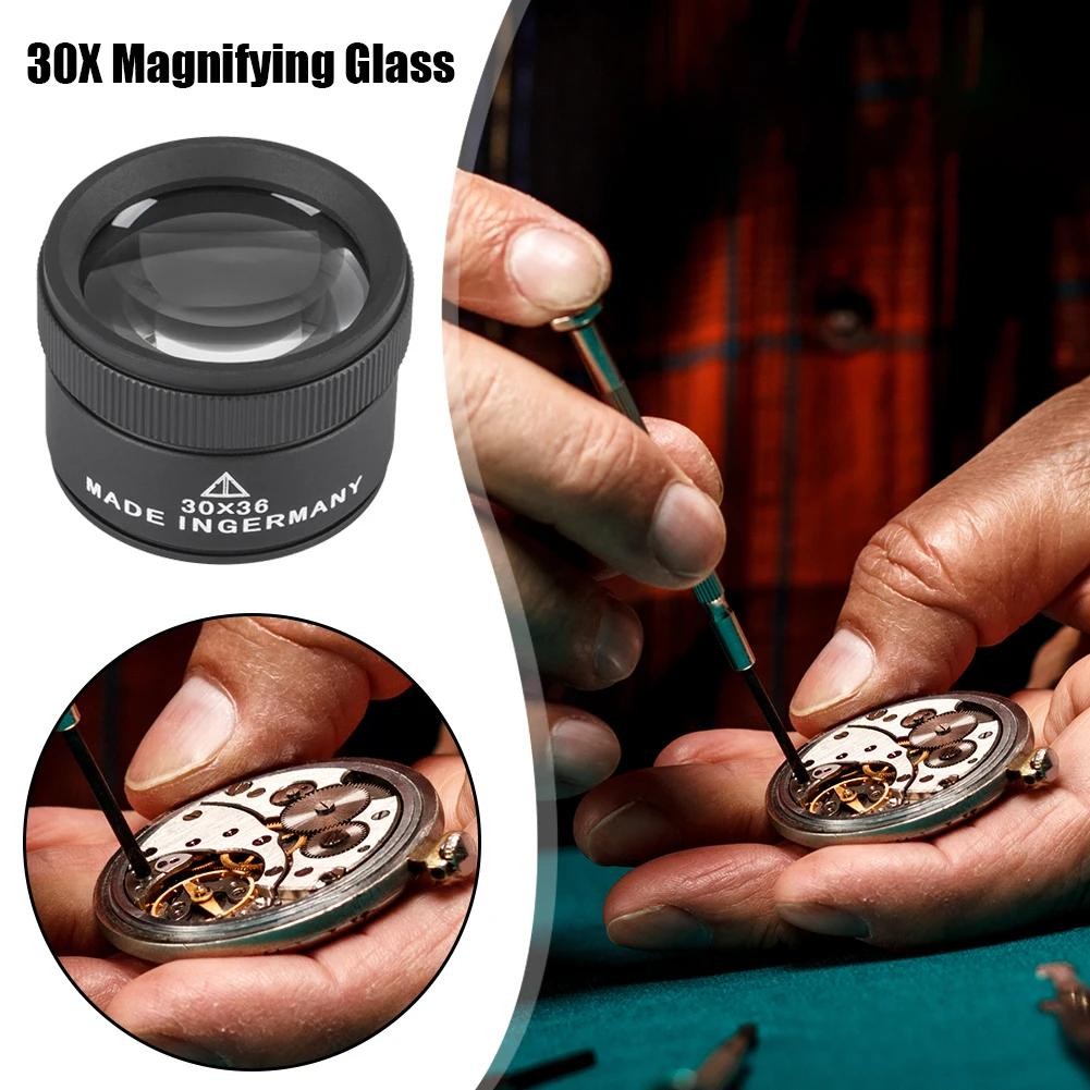 30X 36mm Magnifying Glass K9 Optical Lens Monocle For Watch Jewelry Coin Stamps
