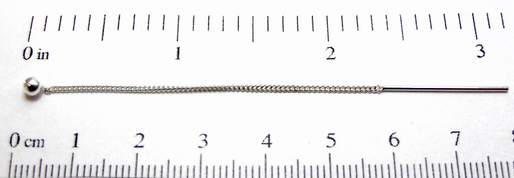 CLEARANCE ~925 Sterling SILVER EAR THREAD 3″ Chain ~ Threaders~ Ball End Dangles