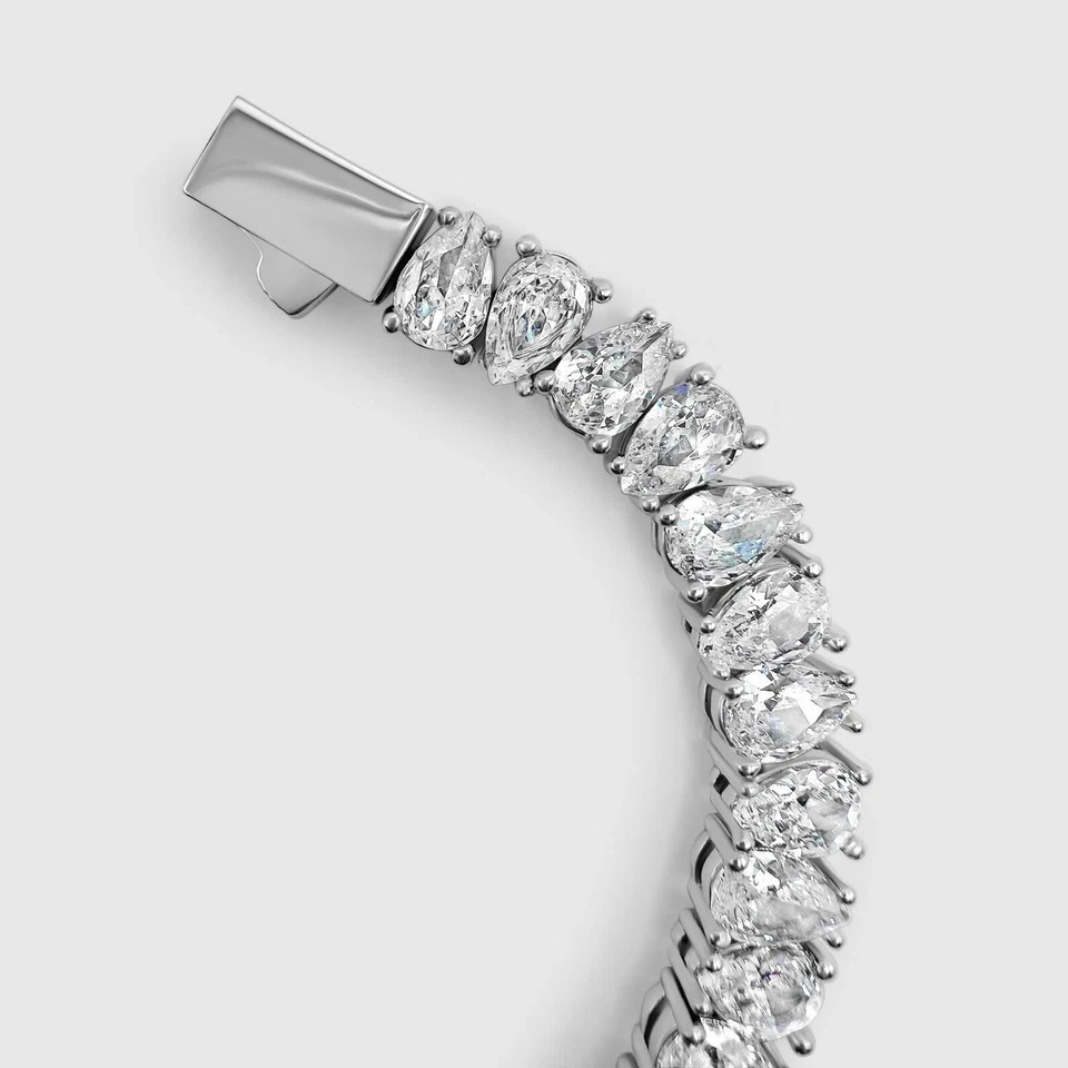 Daughter Gift! Pear Lab Grown Diamond Women’s Tennis Bracelet 18.5 in 14k Gold