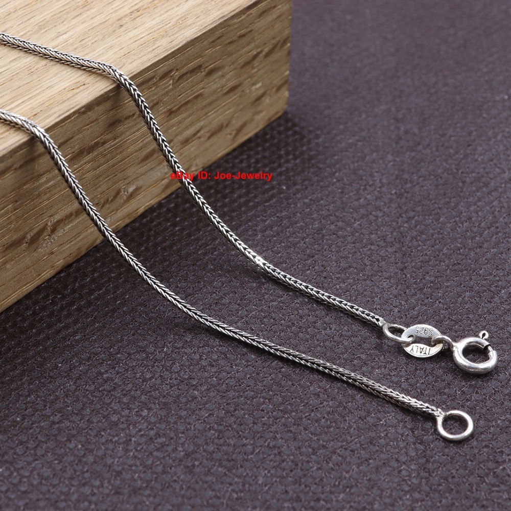 Real 925 Sterling Silver Necklace 1.2mm Wheat Link Chain Necklace 15.7inch