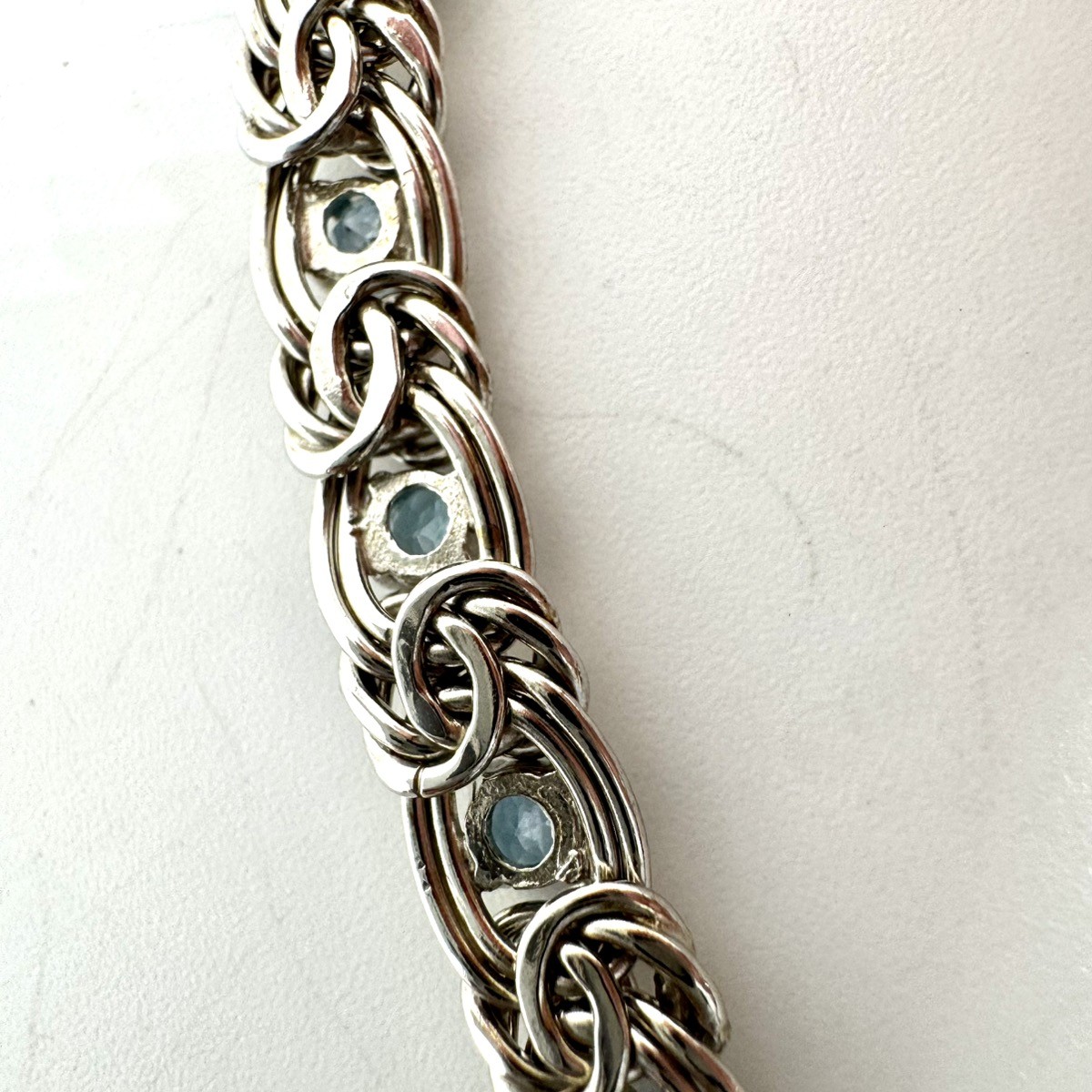 925 Sterling Silver Blue Stone Adjustable Bracelet – 7.83G! (WMP019087)