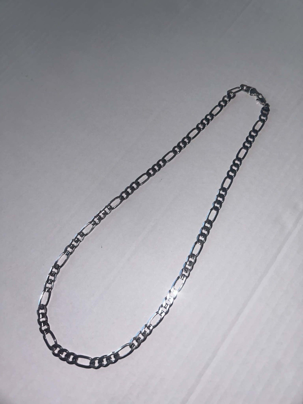 Sterling Silver Figaro Chain Necklace 24-inch 35 Grams