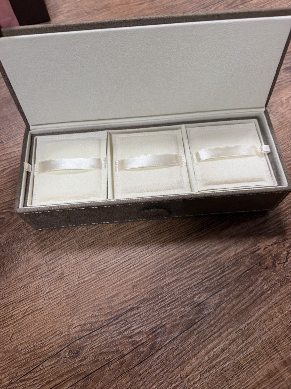 Authentic PANDORA Faux Tan Suede 3-Tier Stackable Travel Jewelry Box Organizer
