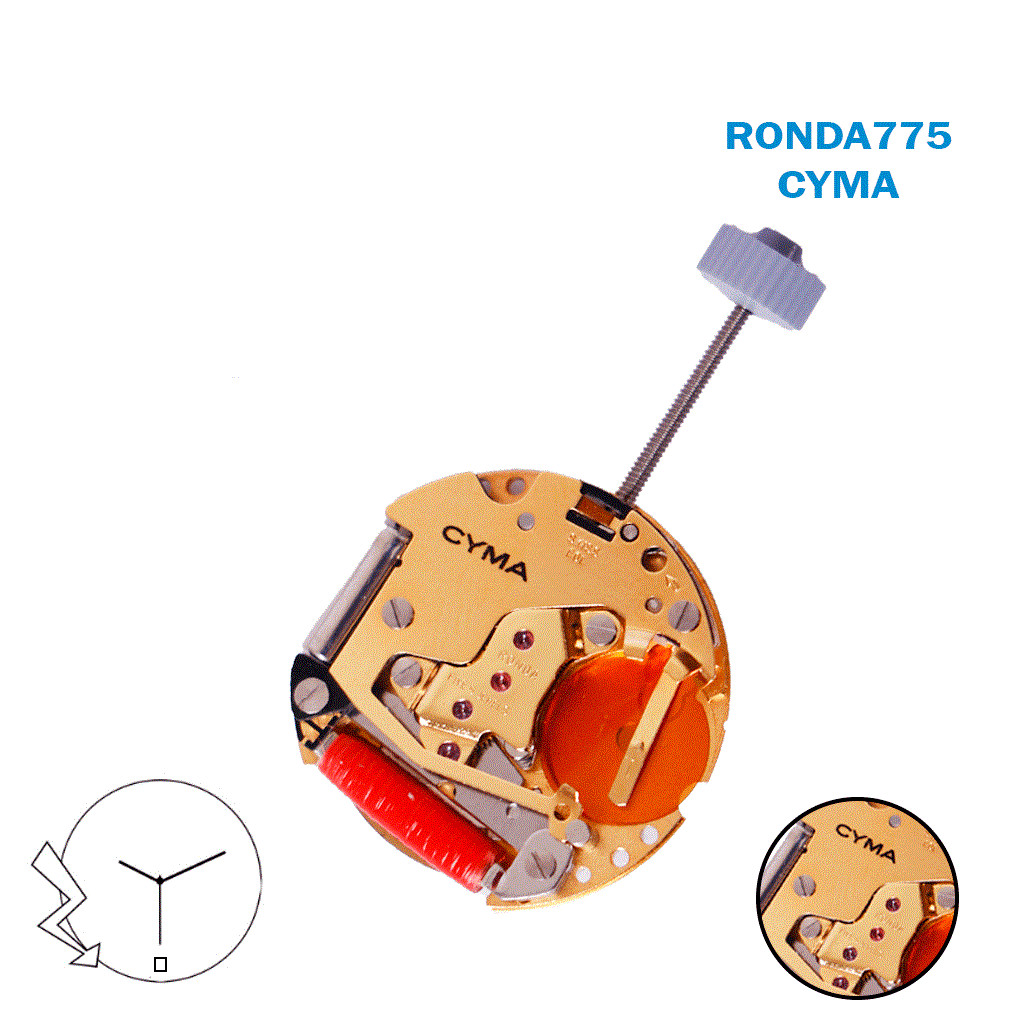 RONDA 775 ( CYMA) SWISS🇨🇭 Movement , White Date Disk at 6, 3Hands.