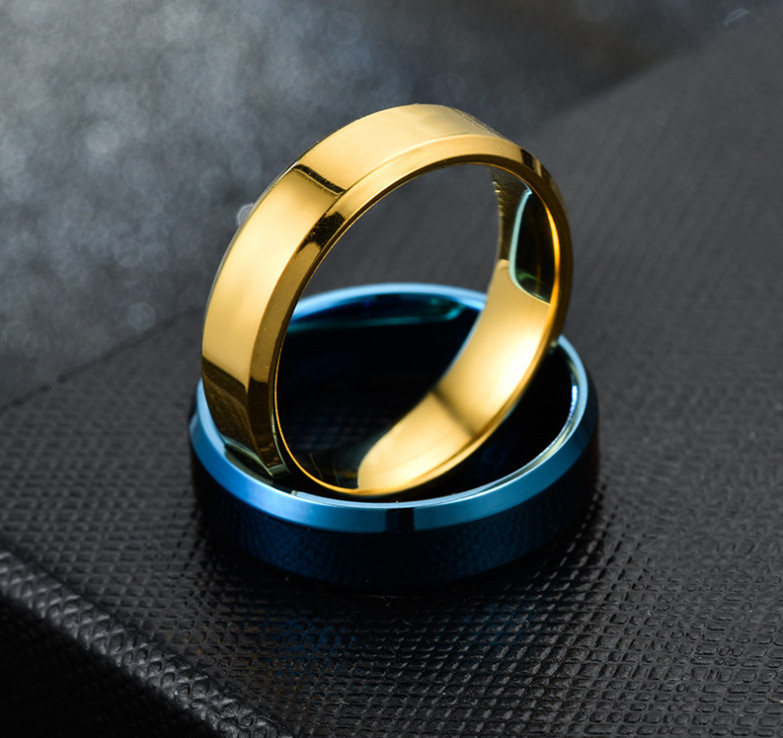 Men Women 6MM Silver Gold Black Plated Stainless Steel Band Polished Plain Ring
