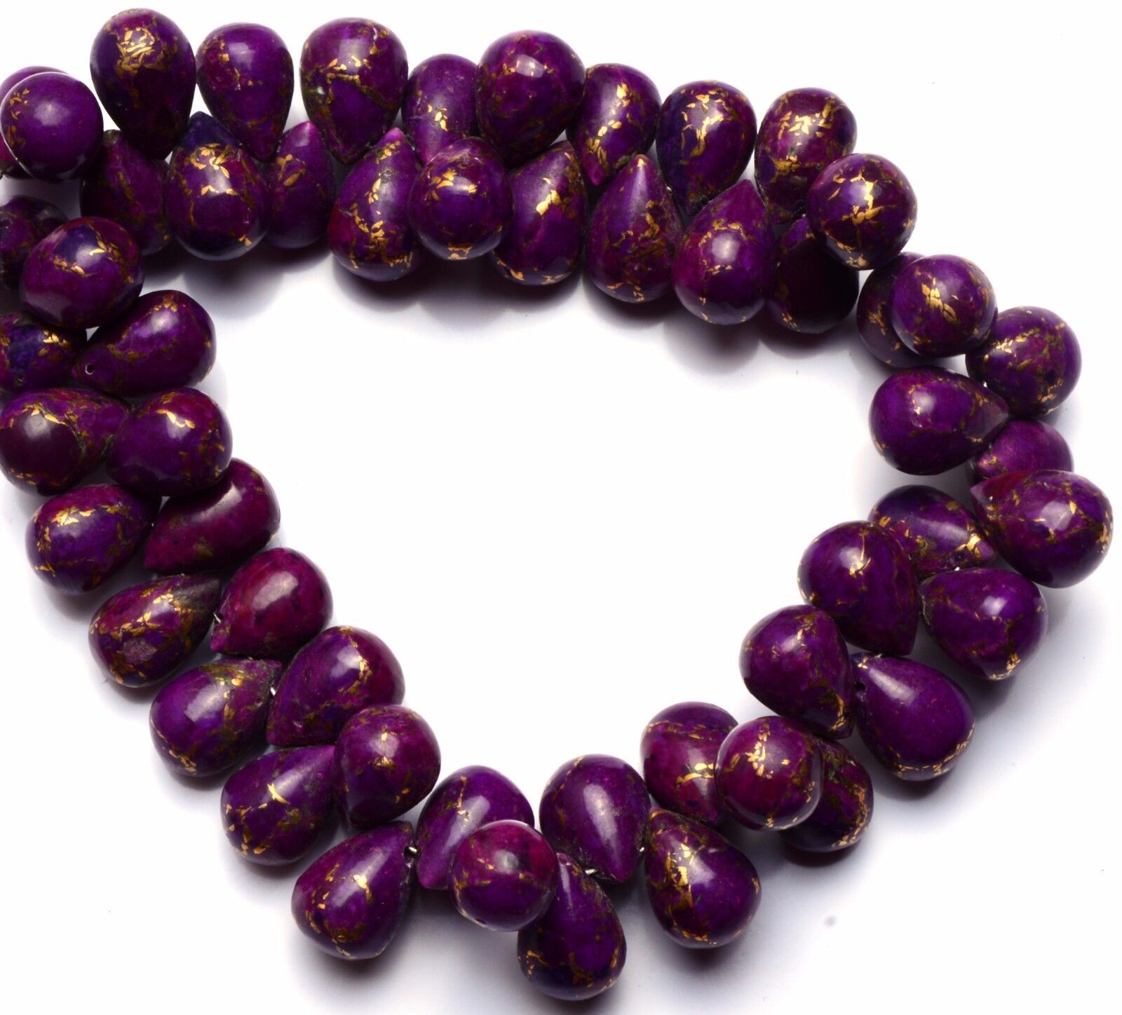 Natural Gem Purple Copper Turquoise 8x10MM Approx Smooth Drop Shape Briolettes7″