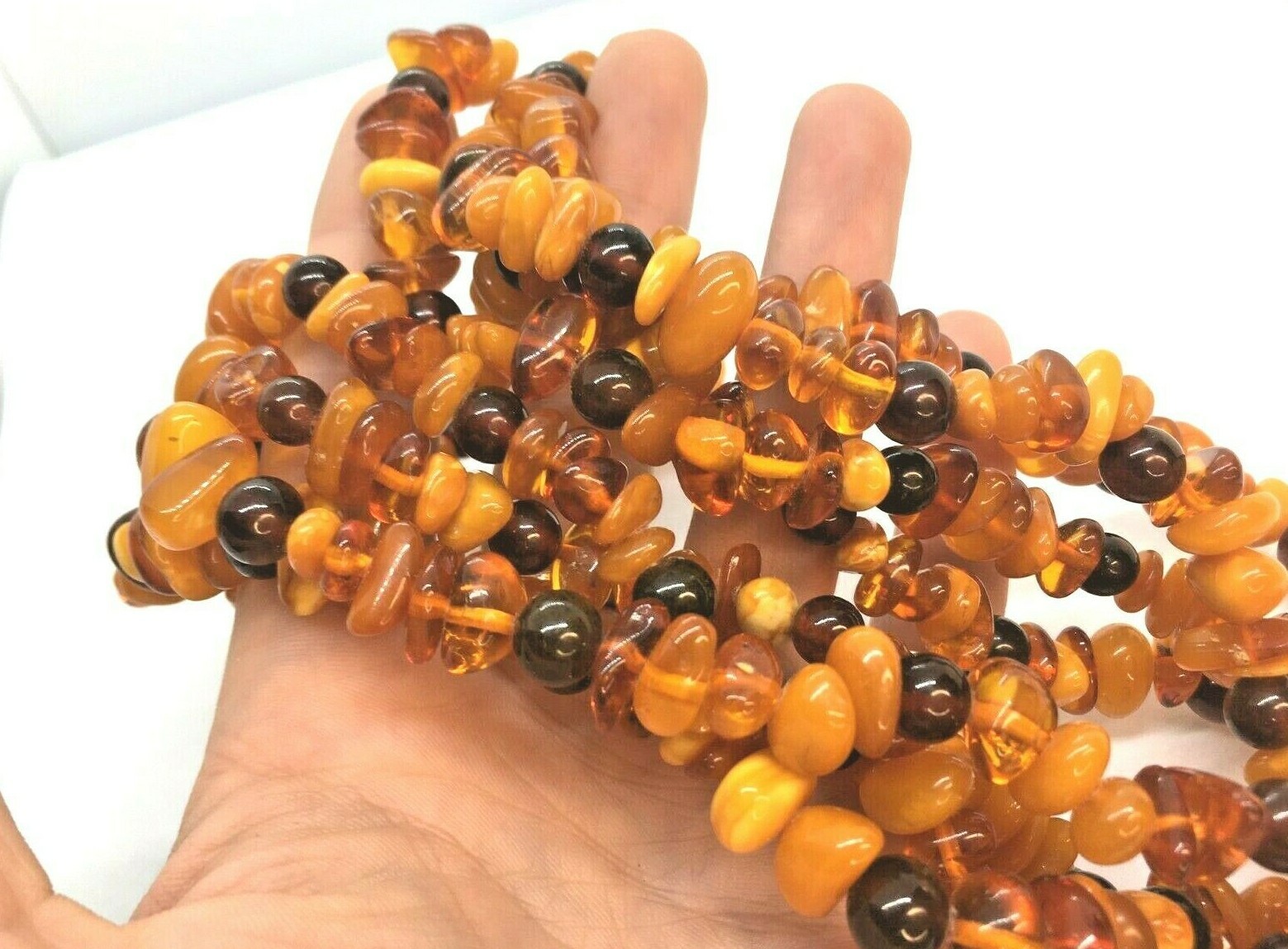 Vintage Genuine Baltic Butterscotch Amber Necklace 84″ SUPER Long Necklace 114g