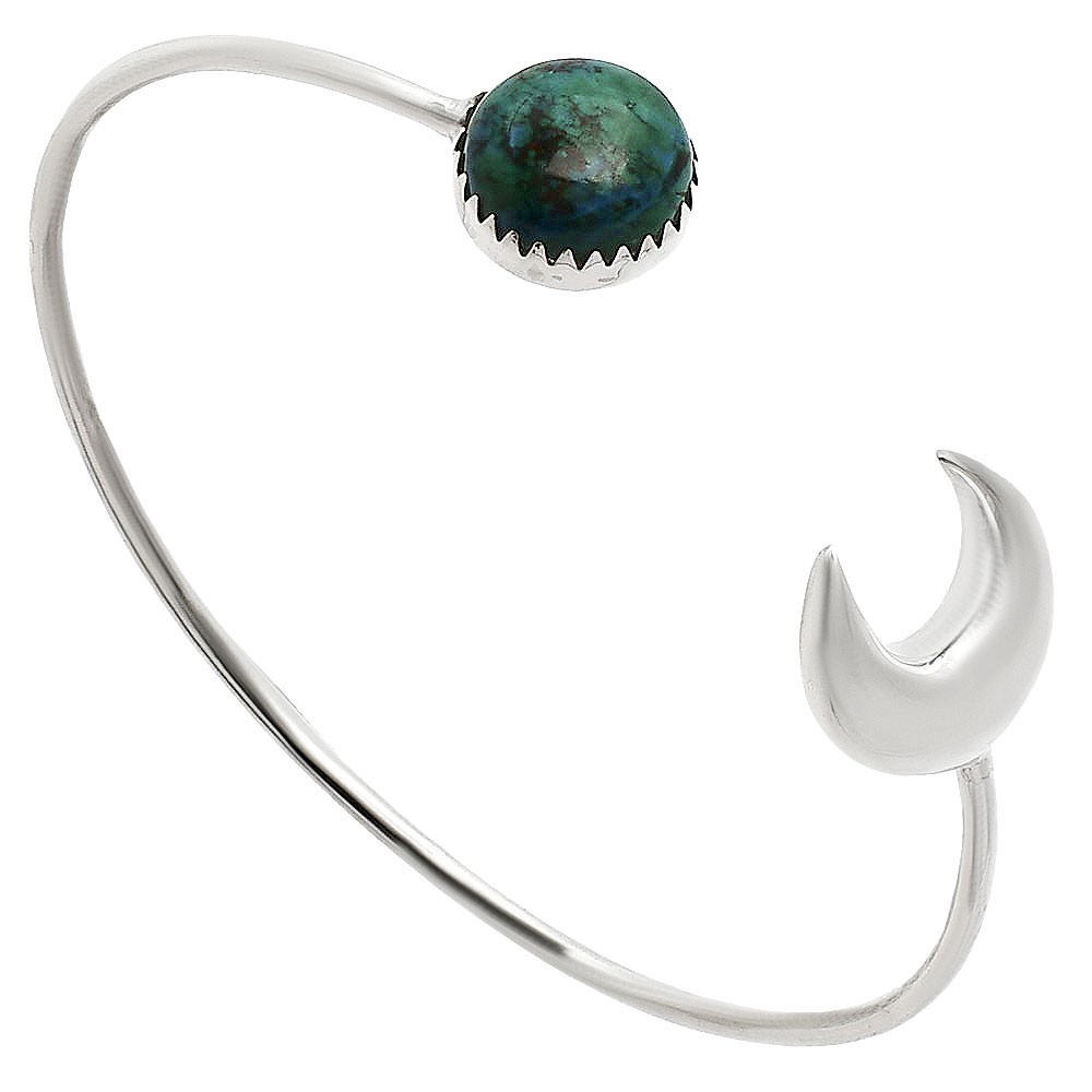 Premium Crescent Moon – Shattuckite 925 Silver Cuff Bangle Bracelet B-1046