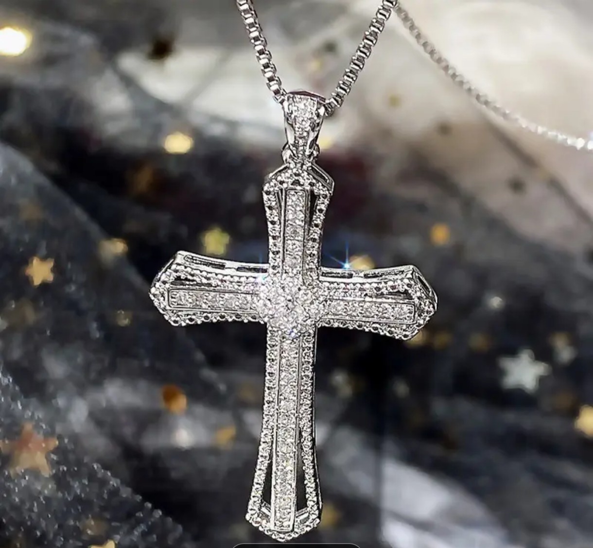 Womens Sparkling Cross Necklace Christian Religious Gift Casual Formal Catholic
