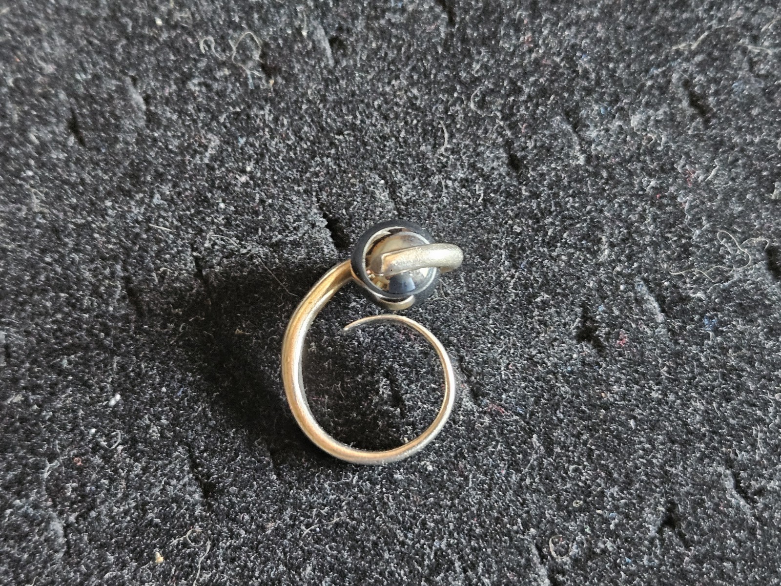 SUSAN CUMMINGS 1980’s Rare Sterling Orbital Swirl Statement Ring Hematite Size 6