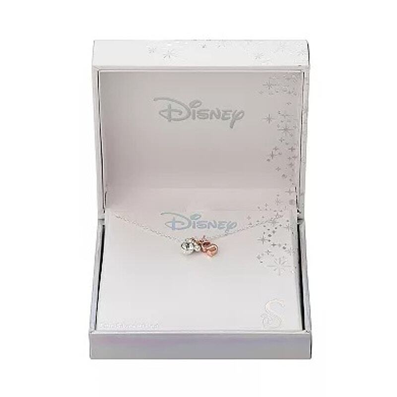 Minnie Mouse Rose Gold Silver Plated Crystal Initial K necklace