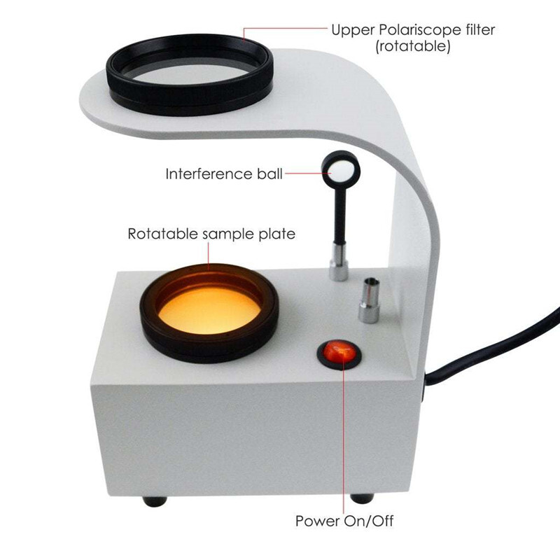 110V or 220V Desktop Polariscope Instrument Gemstone 2 Glass Filter LED Light