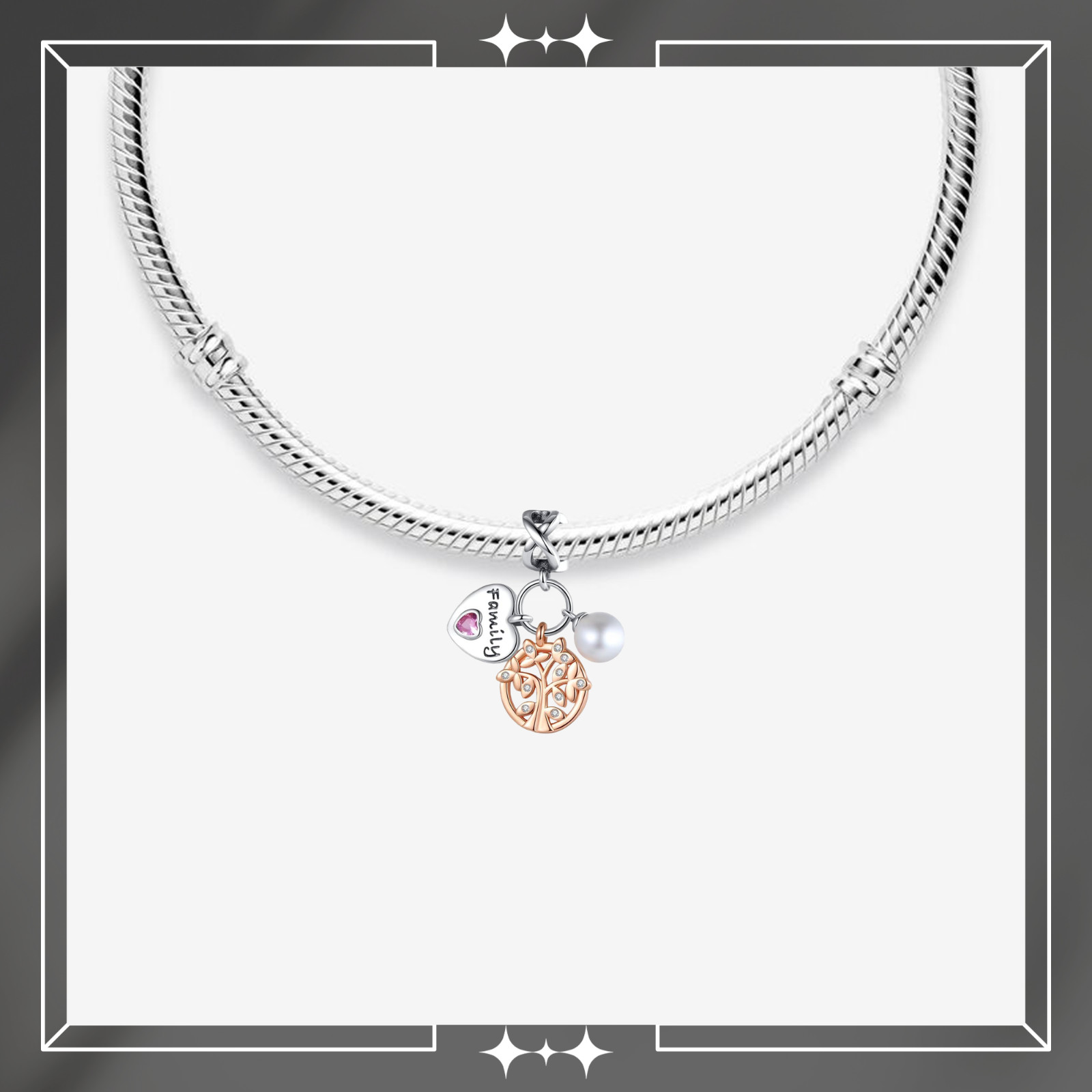 Family Tree Heart Charm For Bracelet, Family Charm, Heart Charm
