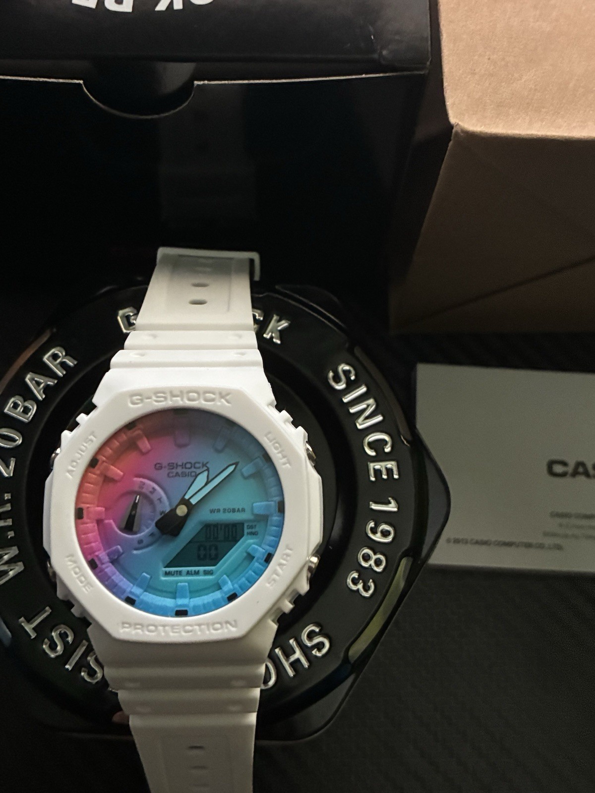 Casio G-SHOCK Analog/Digital Quartz 45mm White Resin Strap 200m Box Manual