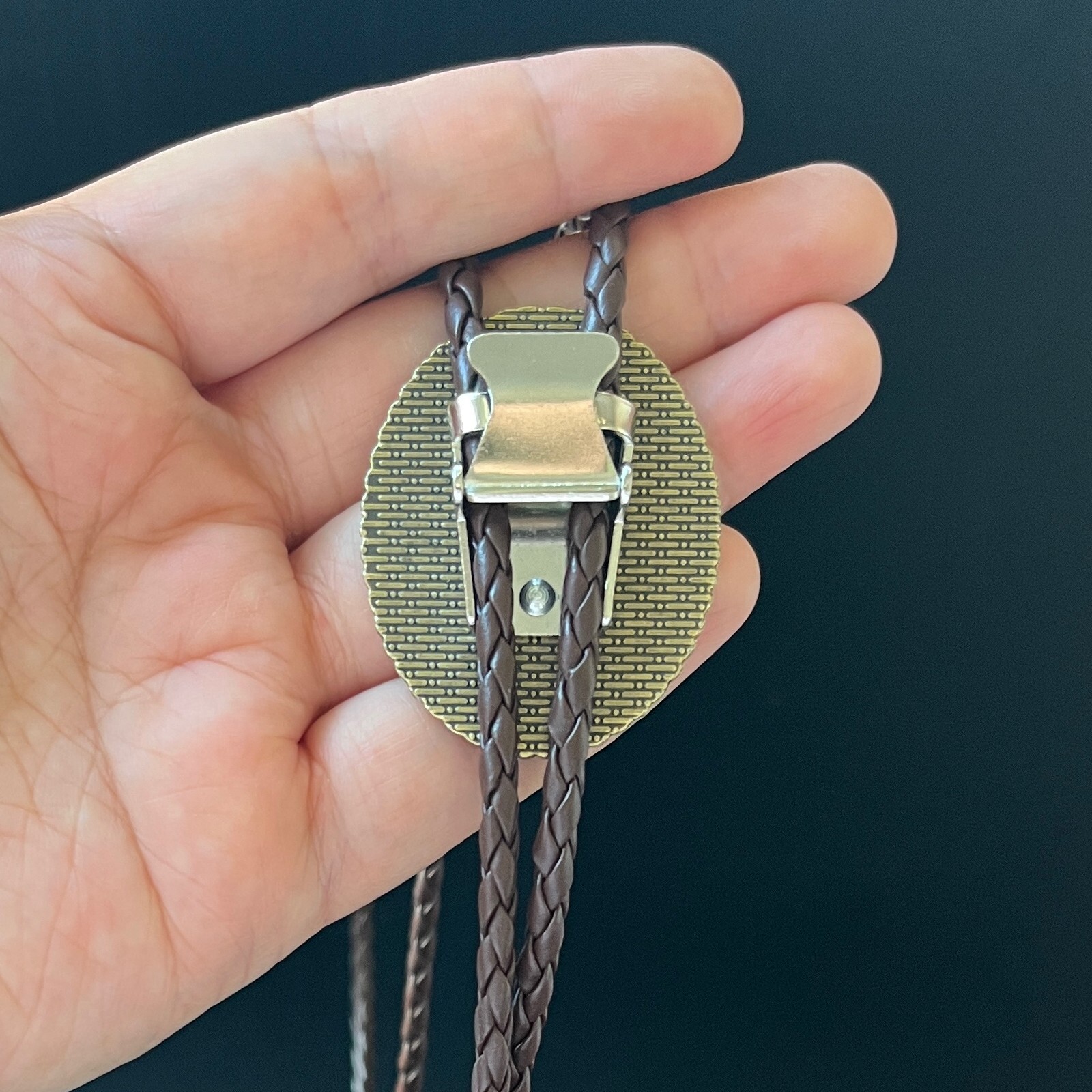 Natural Tiger’s Eye Stone Bolo Tie Western Cowboy Alloy PU Rope Wedding Necklace