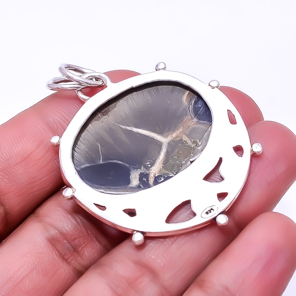 Septarian Gronate 925 Sterling Silver Pendant 1.95″ P805231636, Christmas Gift