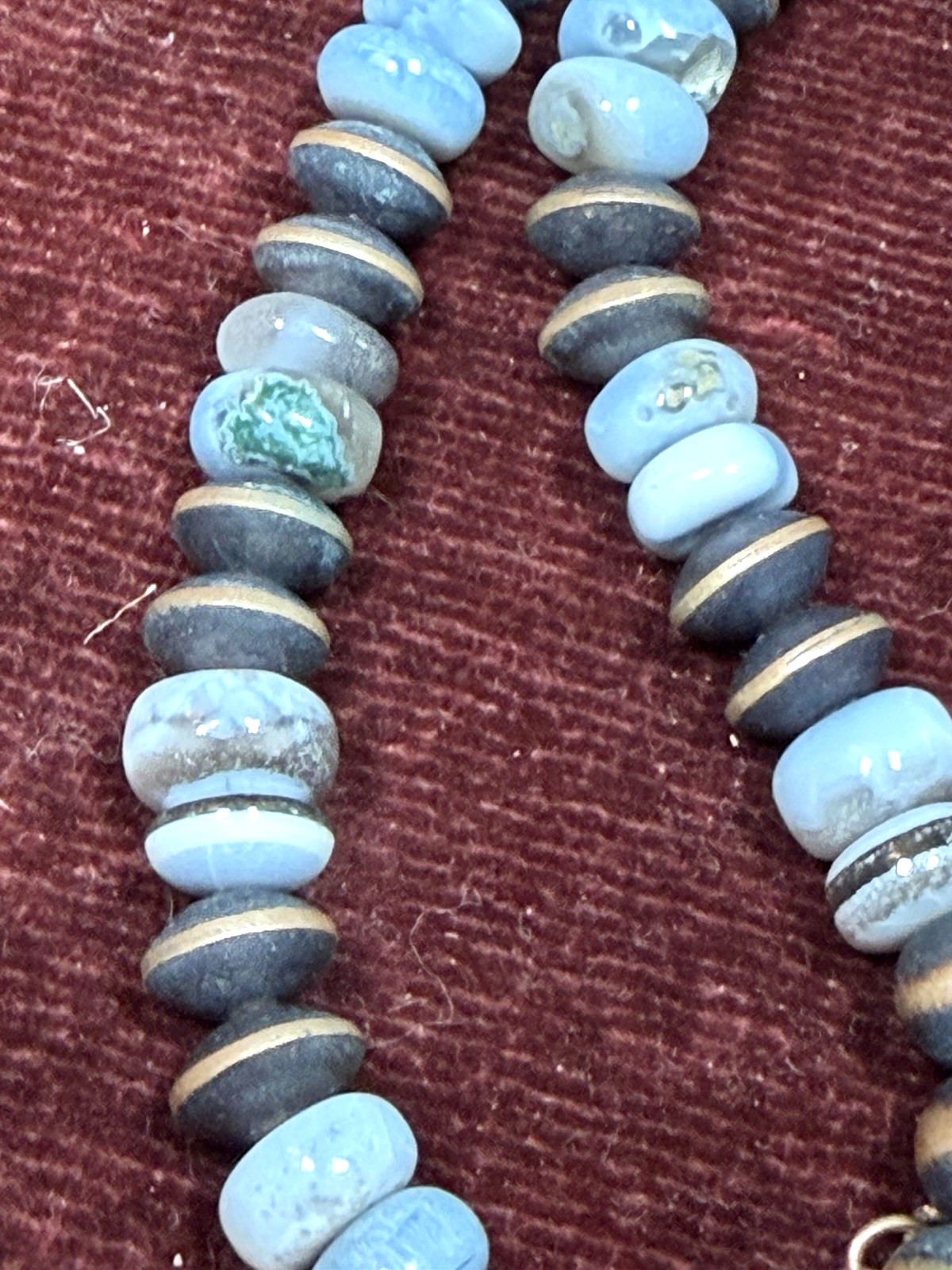 Handmade Southwestern Copper Saucer Pearl Blue Opal Necklace 17-20″ Artisan