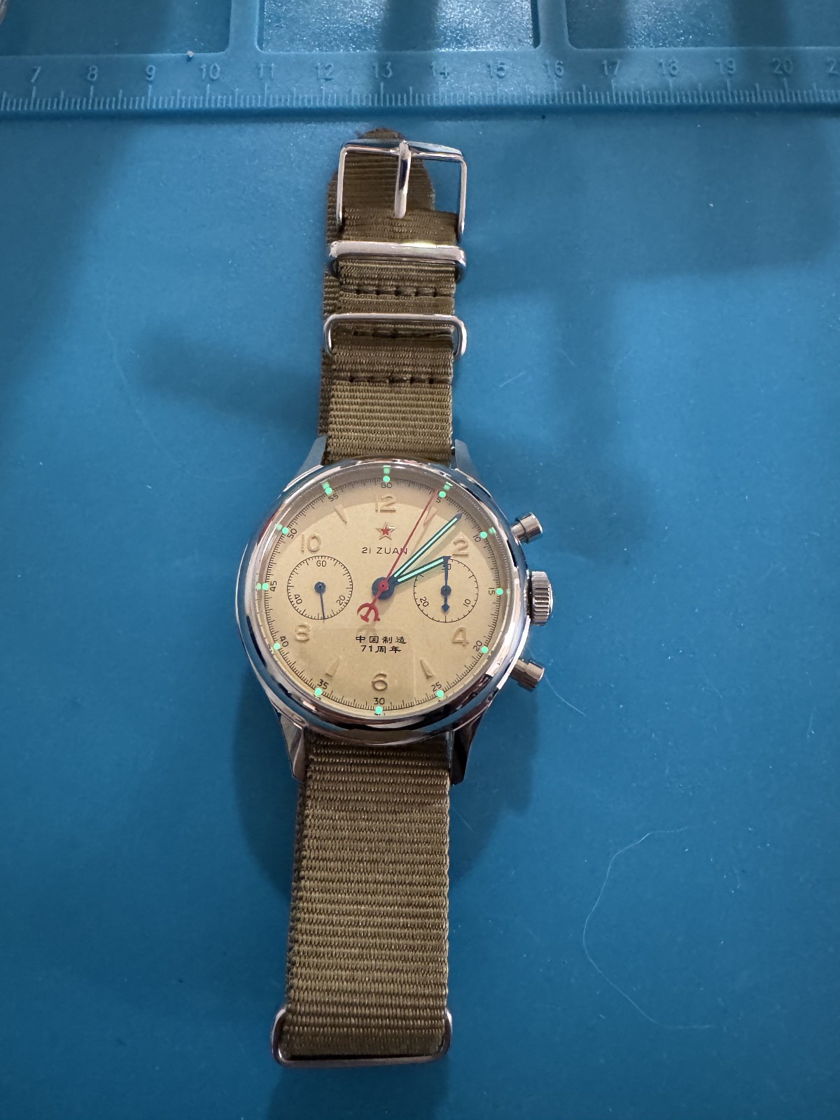 Red Star 1963 ST1901 38mm Manual Chronograph w/ Saphire Lume Gooseneck US Seller