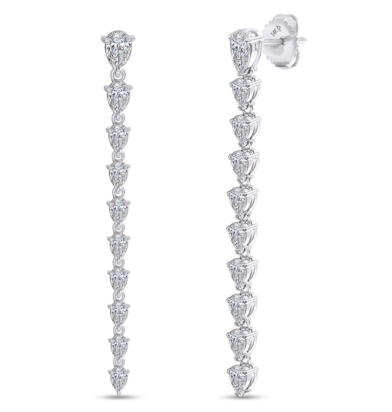 2.40 Ct Pear Cut Diamond Drop Earrings In 14K White Gold Lab Grown