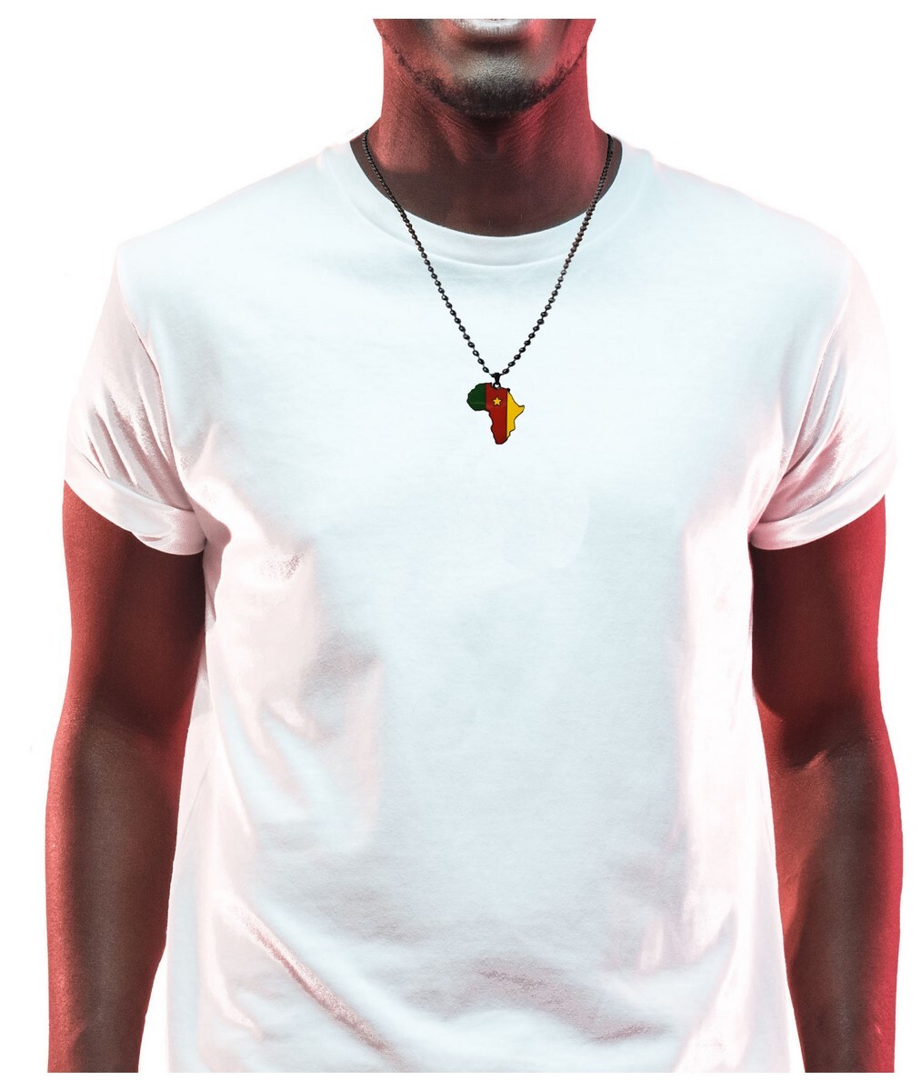 Cameroon Flag Pendant Necklace Africa Map Chain