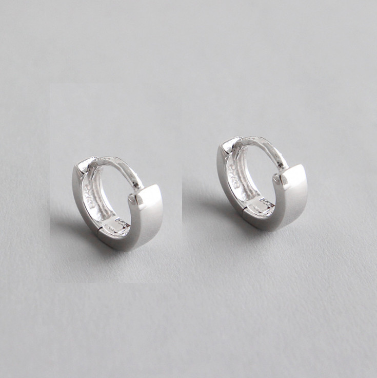 925 Sterling Silver Tiny Plain Huggie Baby Hoop Earrings Infants Girls 0.23″ A33