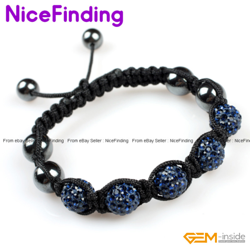 10mm Disco Ball Clay Rhinestone CZ Crystal Pave Bracelet Jewelry Women Men Gift
