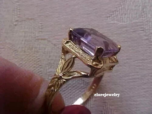 2.5Ct Emerald Cut Amethyst Solitaire Engagement Ring 14K Yellow Gold Plated