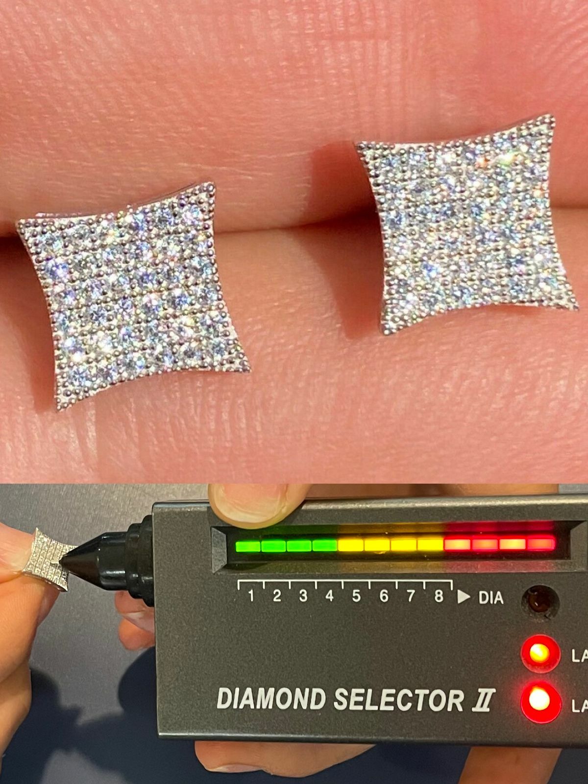 Real 925 Silver Iced Hip Hop Square Kite Earrings REAL MOISSANITE Pass Tester