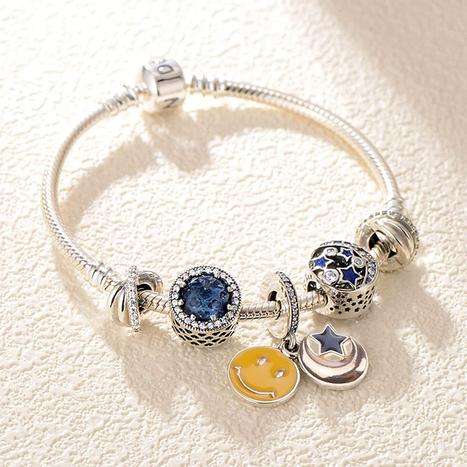 150PCS Bracelet Charms, Silver Bracelet Gold Plated Enamel Charms Pendants for N