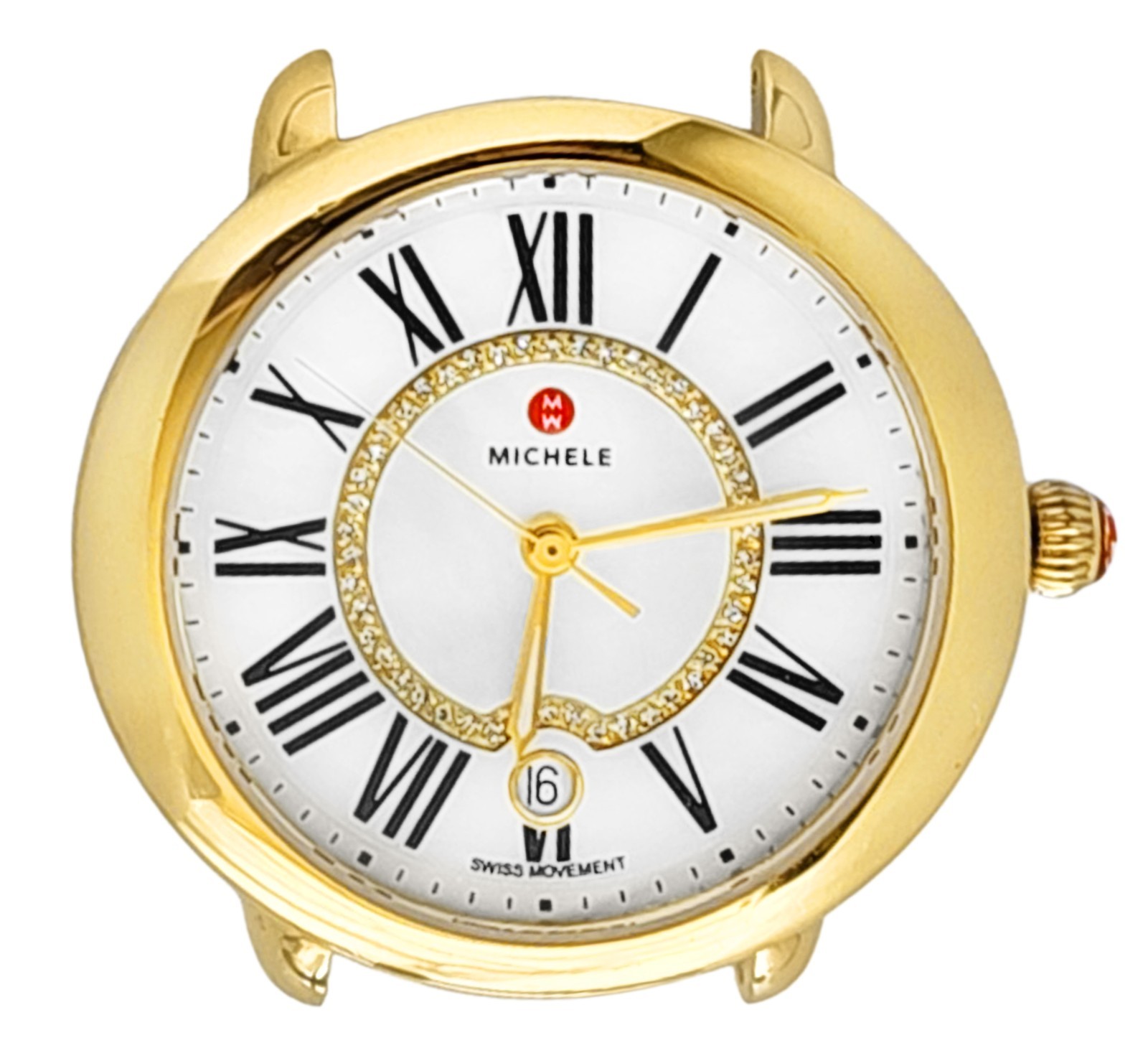 MICHELE Serein 16 Women’s Gold 34mm x 36mm Diamond Dial Watch Head MW21B00A9963