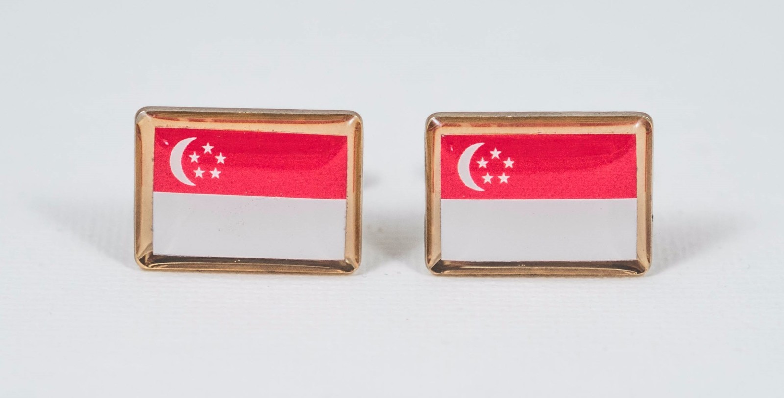 Singapore Flag Cufflinks–Asia East Asian Southeast Singaporean