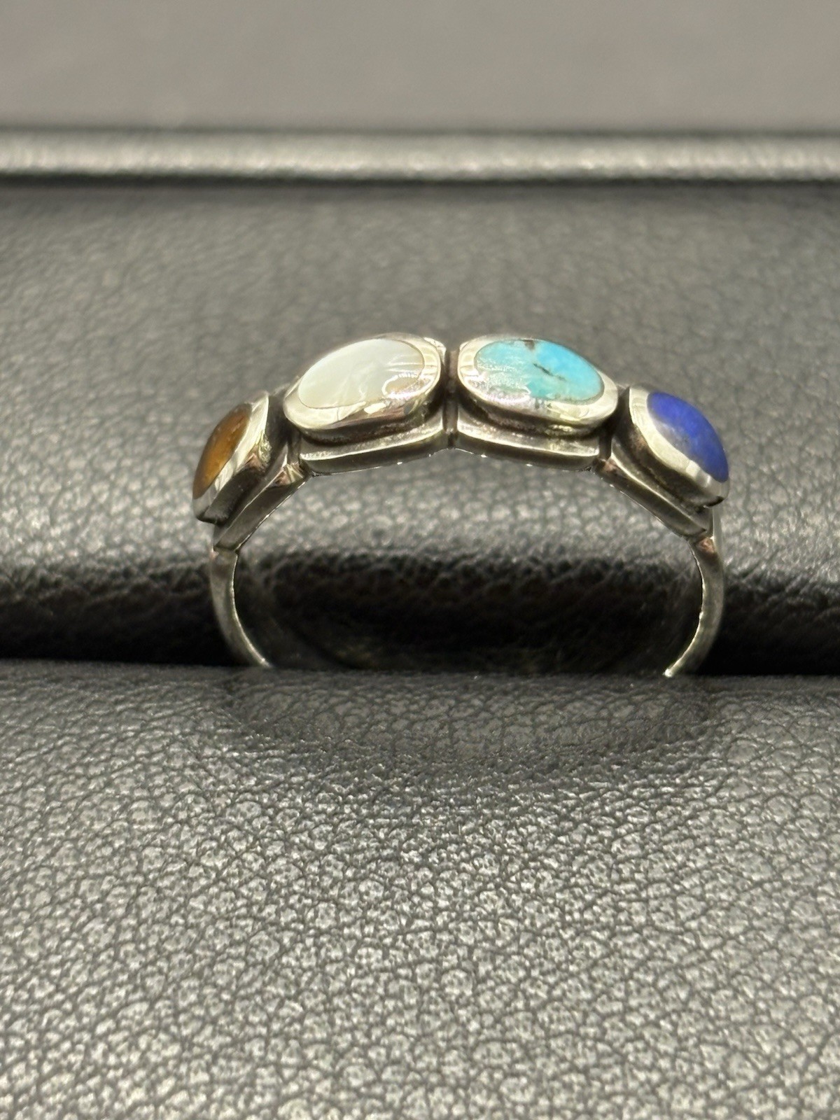 New Condition Sterling Silver Multi Genuine Gemstone Ring Size 7 G6