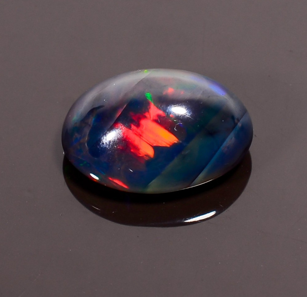 2.90 Ct Natural Black Ethiopian Opal Oval Shape Cabochon Loose Gemstone 13X9X6mm