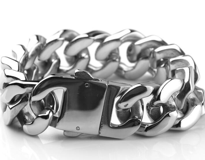 20mm 8.66” Pure Stainless steel Heavy Huge Curb Cuban Chain Bracelet Mens Gifts
