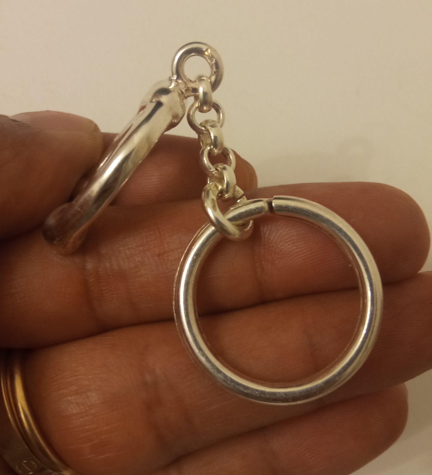 B9 Vintage 925 Sterling Silver Keychain, Horseshoe Shaped, Hollow