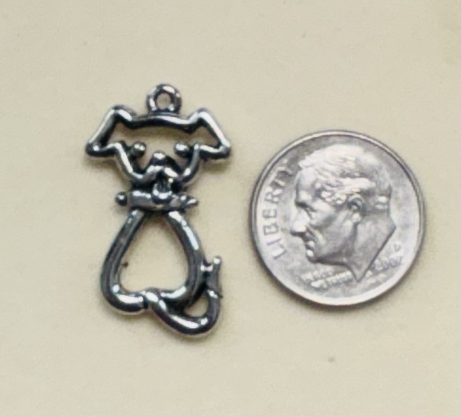 Lot Of 10 Dog Puppy Pewter Charms, Custom Made, Lead Free, Nickel Free USA