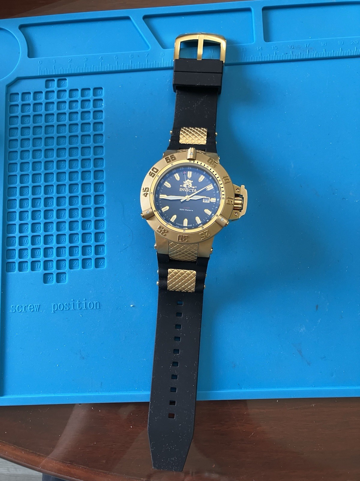 Invicta Subaqua Noma III GMT Watch Men 50mm Black Dial Gold Date 1149.