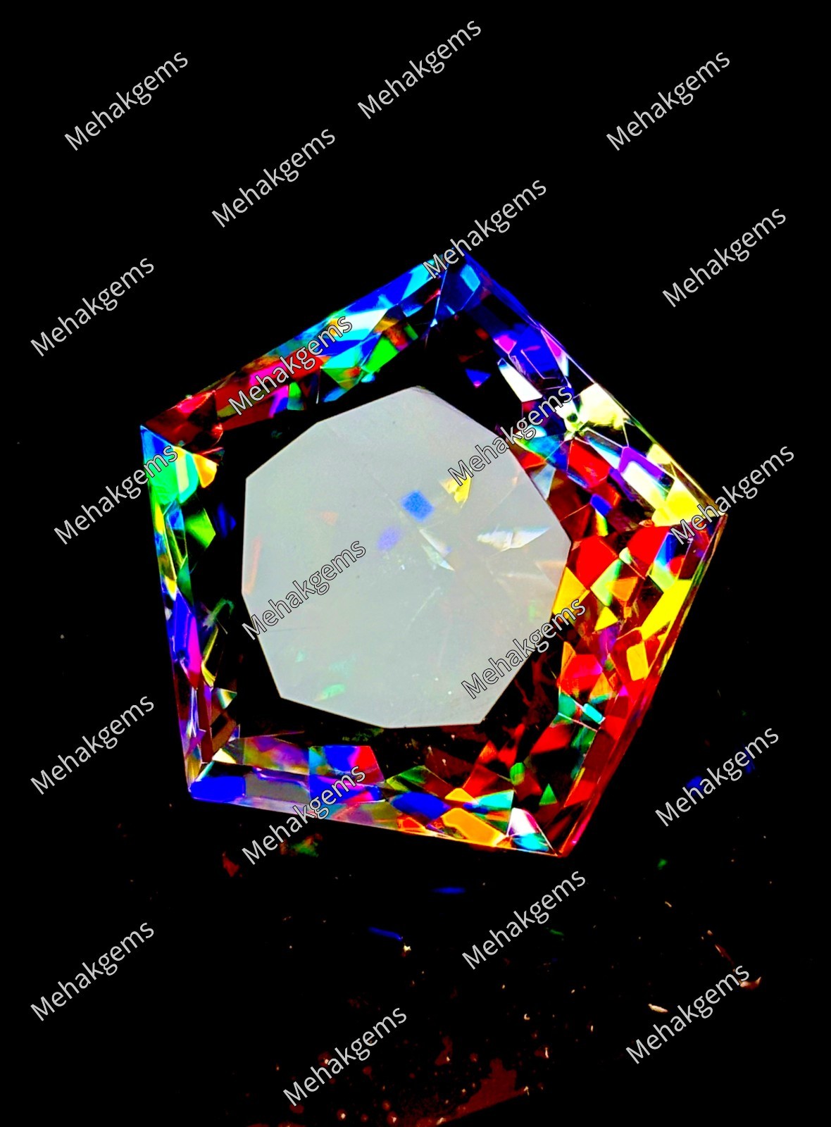 56 Carat Mystic Topaz Large Faceted Rainbow Gemstone (25.75×25.80×15.30 MM)