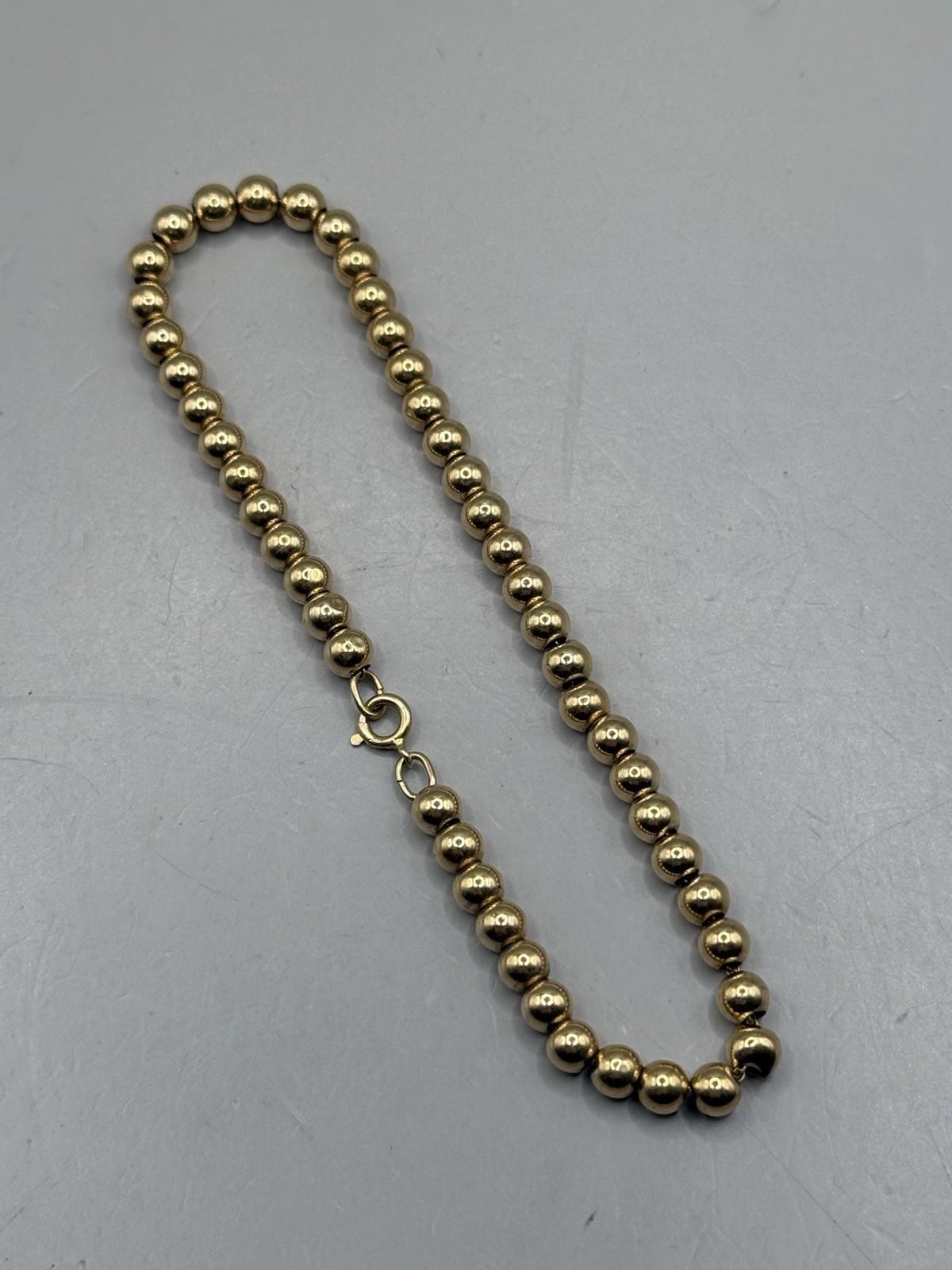 VTG 14k Yellow Gold Ball Bead Chain Bracelet 4mm 7.25” 3.3g Fine Estate
