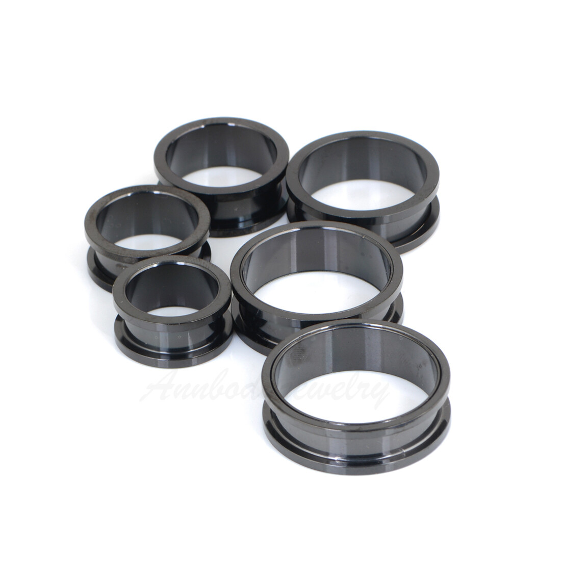 1 PAIR Black Color Anodized Titanium Screw Fit Flesh Tunnels Gauges Ear Plugs