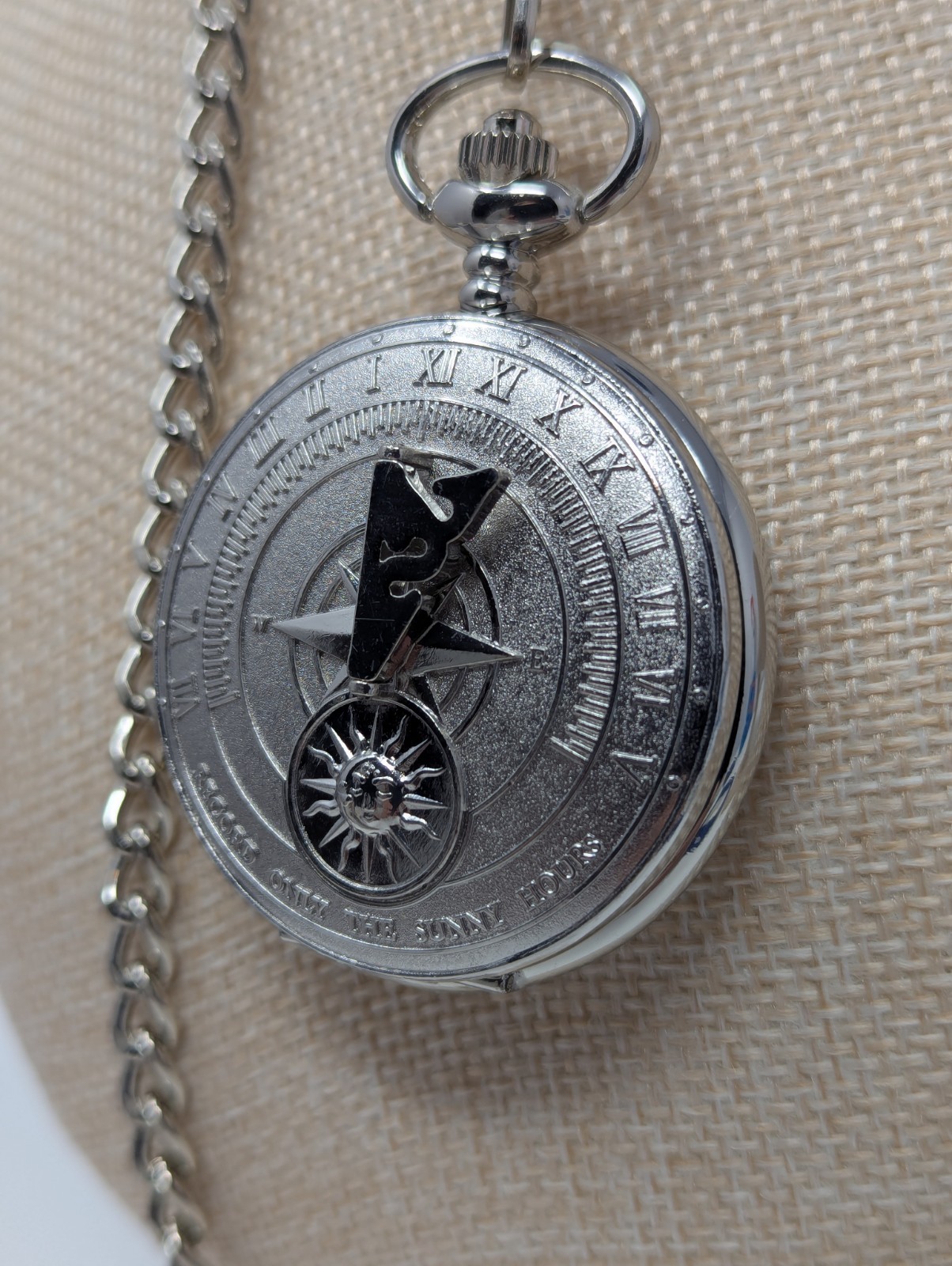 Strada Genoa Pocket Watch Compass Dial Roman Numerals w/ Chain New In Box Quartz
