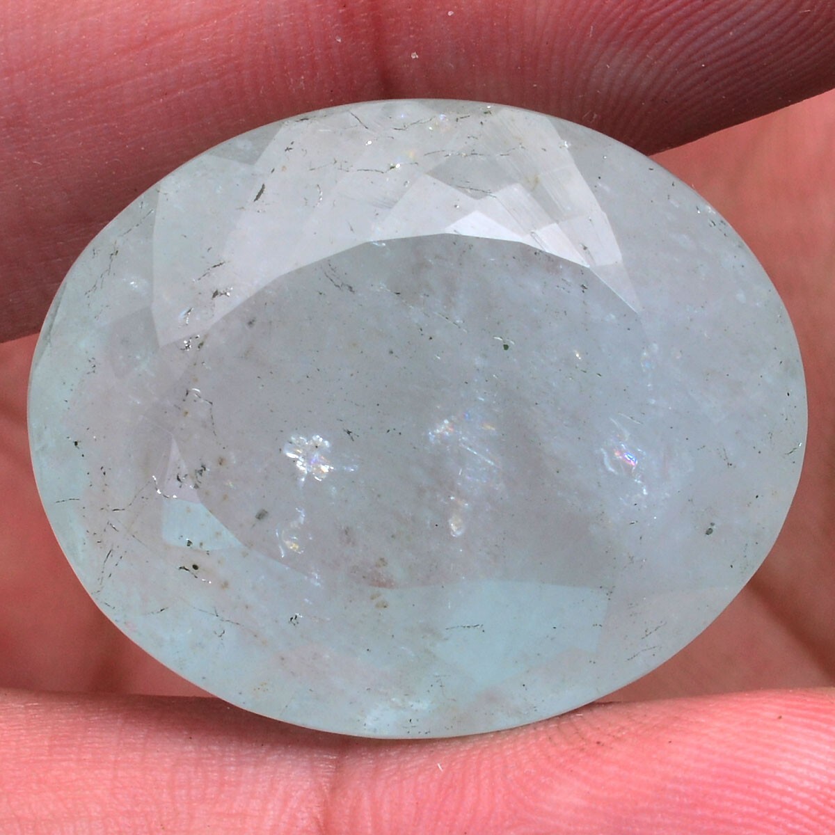 81.00 Cts Natural Aquamarine Untreated 31mm*26mm Huge Oval Faceted Cut Gemstone