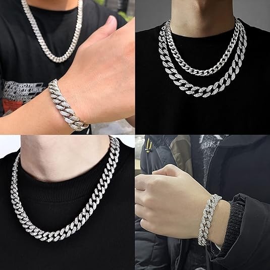 Cadenas de Titanium en Plata 925 Para Hombre Mujer Unisex Cadena Cubana Joyería