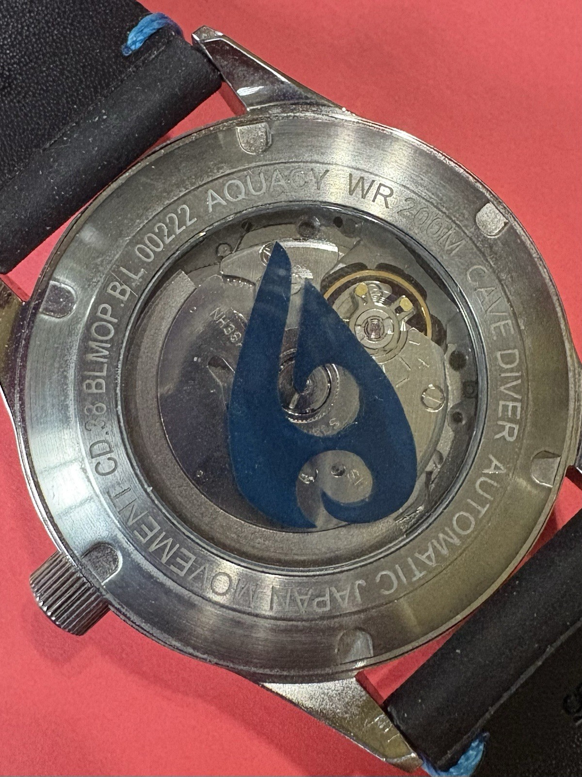 Aquacy Men’s Hei Matau Cave Diver Open Heart Blue MOP Automatic 42mm Watch