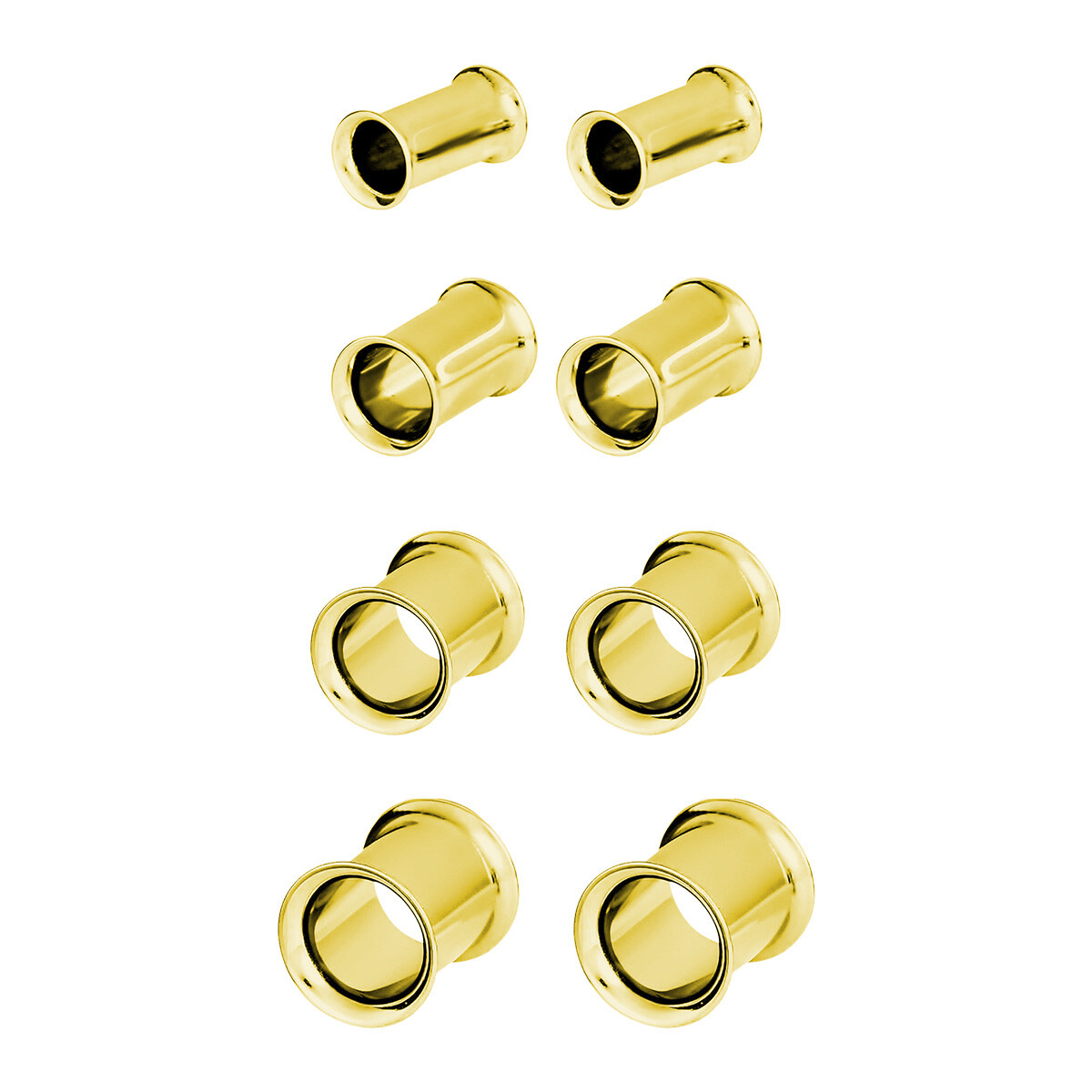 Pair of Surgical Steel PVD Gold Double Flare Ear Tunnels Earlets Gauges Plugs