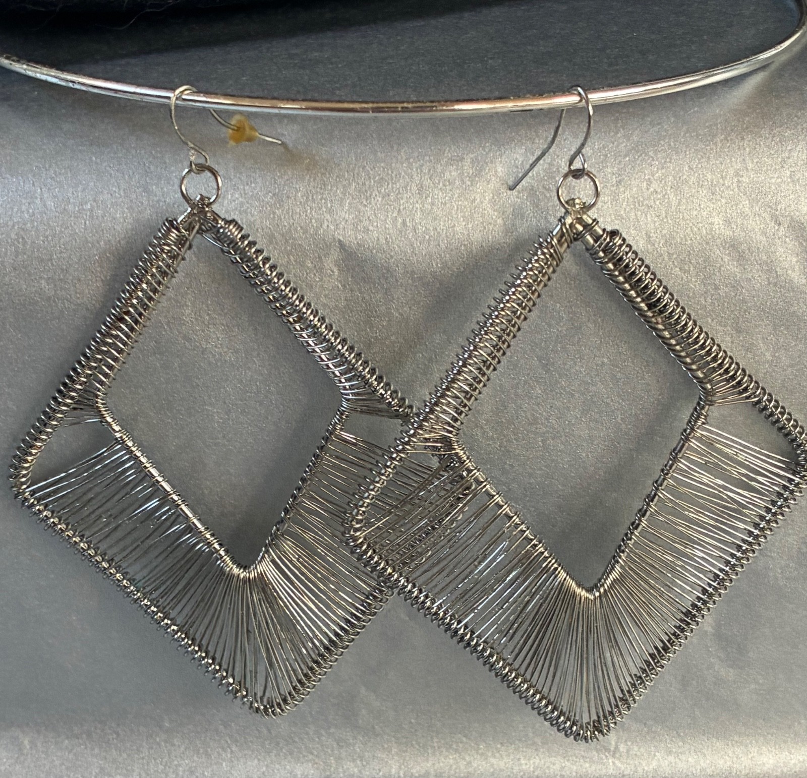 Lot of 3 Pair Bold Oversized Pierced Earrings Black Silver Gold Tone Geometric