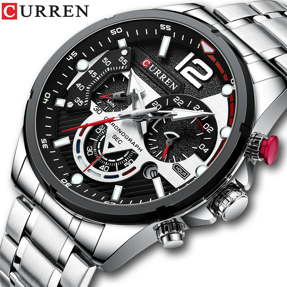 CURREN Men’s Chronograph Stainless Steel Casual Business Waterproof Quartz Watch