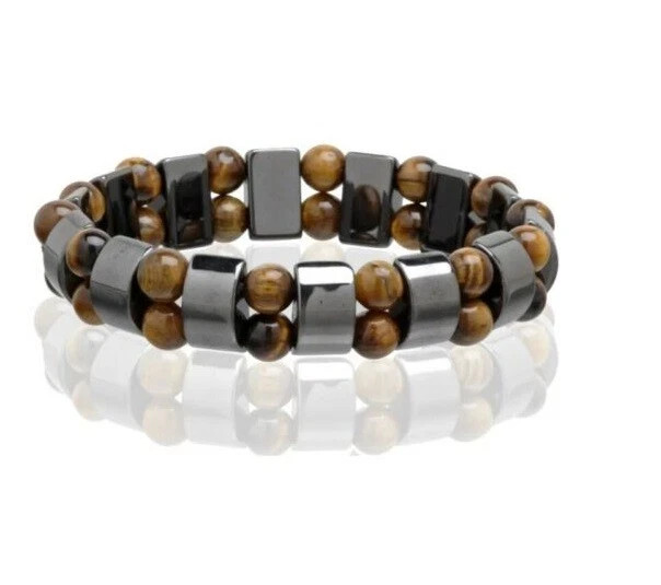 Magnetic Hematite Healing Stretchable Bracelet 2 Line Bracelet Tiger Eye