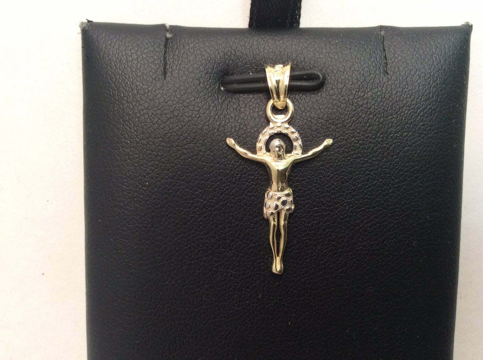 Men’s/Women 10k Yellow real Gold Jesus Body Cross Small Pendant 2 Tone 1.30gr